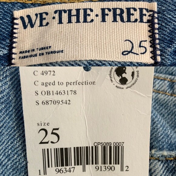 We The Free Jeans Women Size 25 Blue Distressed Maggie Mid Rise Straight Leg - Picture 3 of 13
